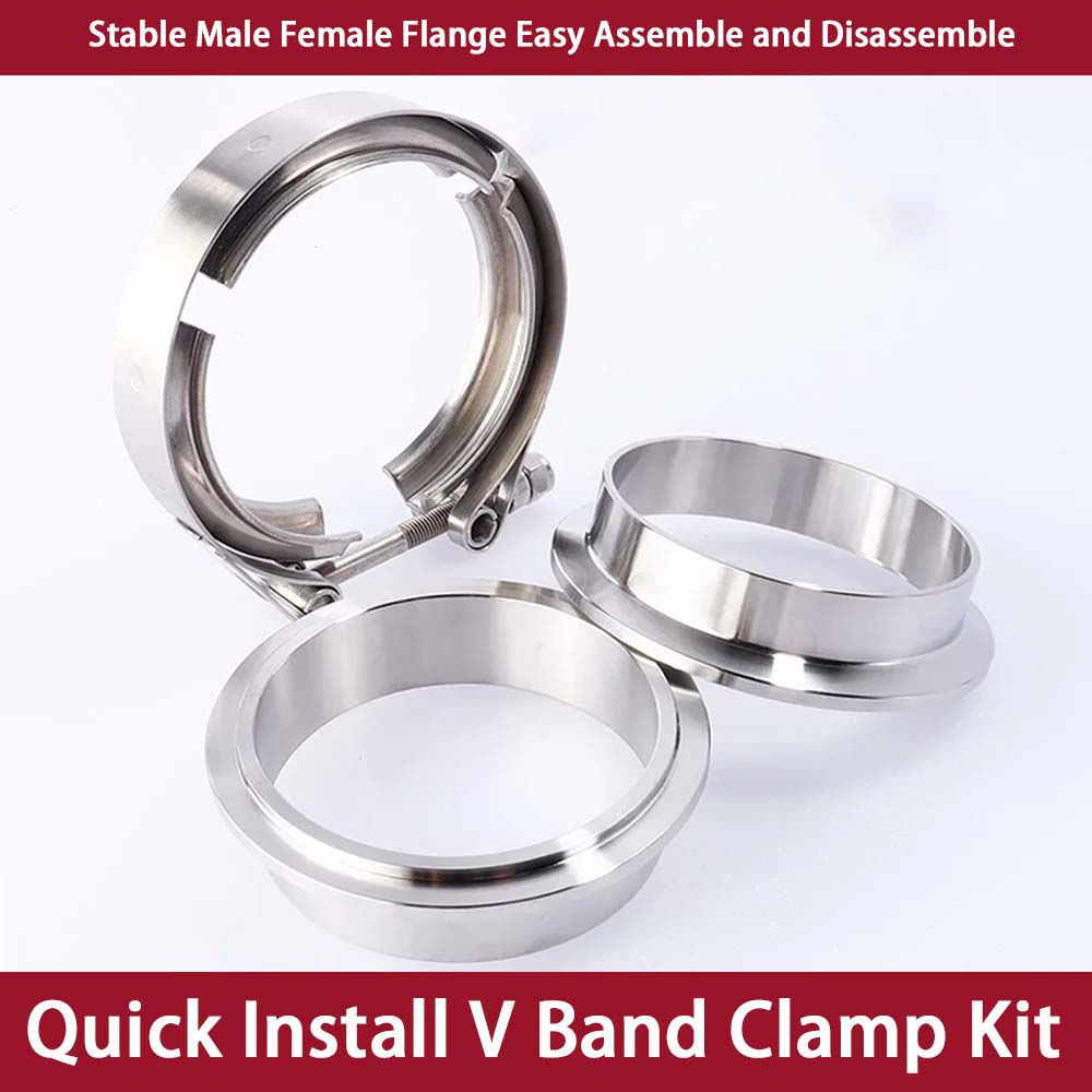 Exhaust V Band Clamp Flange Kit Stainless - Kit de Abraçadeira V-Band Universal em