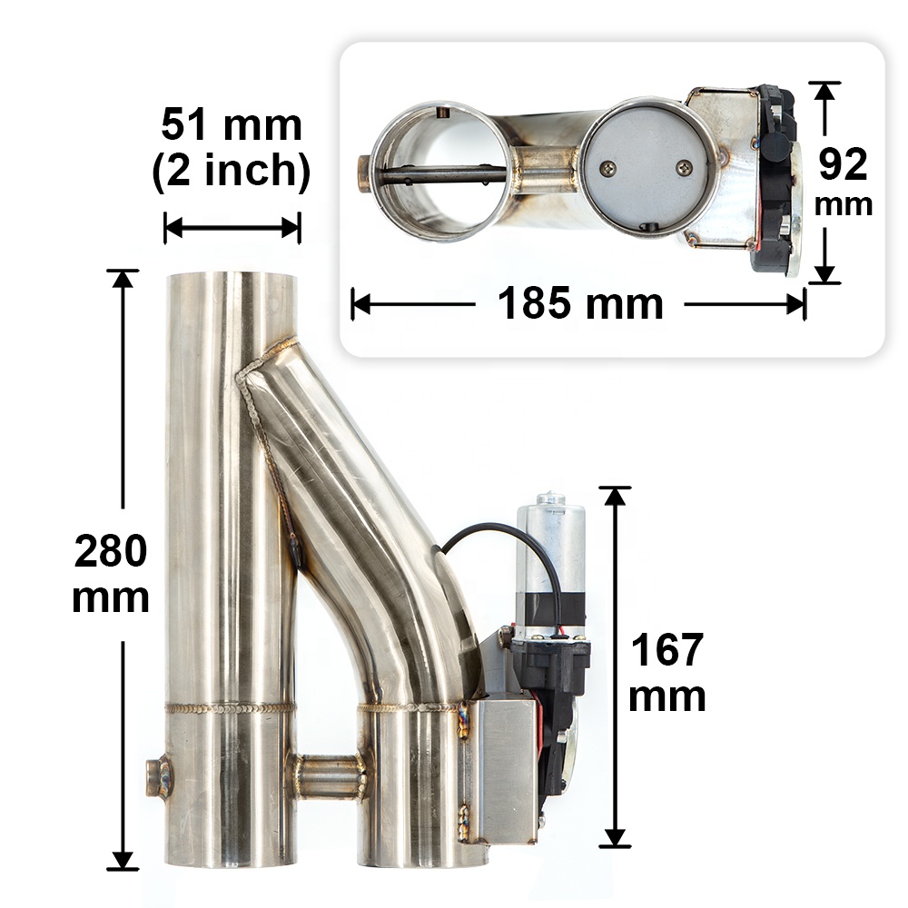 Dual Exhaust Cutout Valve Y Pipe Stainless - 2.0 Polegada 304 aço inoxidável tipo