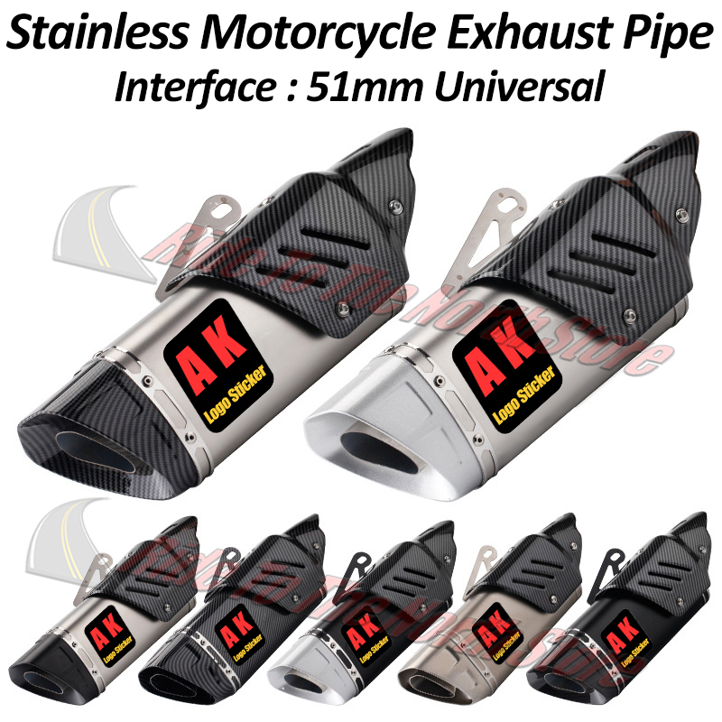 Exhaust Muffler Stainless Steel Universal - Deslizamento em 51mm universal motocicleta ak