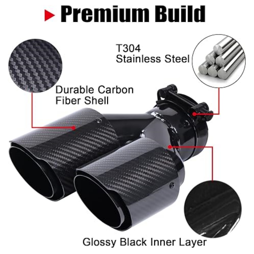 Ponteira de escape em fibra de - Exhaust Tips Dual Outlet Carbon Fiber 63Mm avaliação e preço