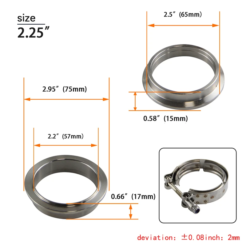 Kit de tubo de escape turbo de - Exhaust V Band Clamp Flange Kit Stainless avaliação e preço