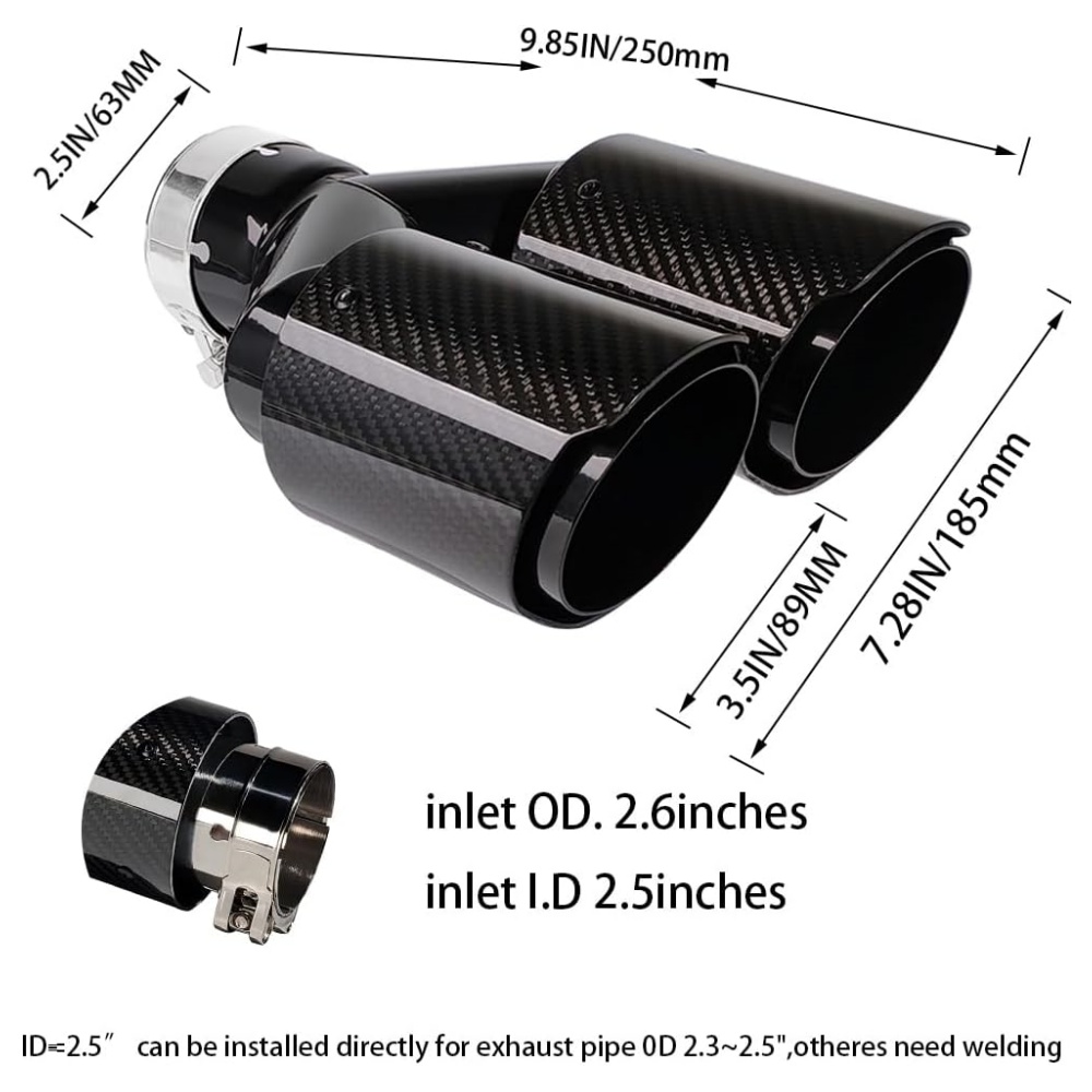 Ponteira de escape em fibra de - Exhaust Tips Dual Outlet Carbon Fiber 63Mm avaliação e preço