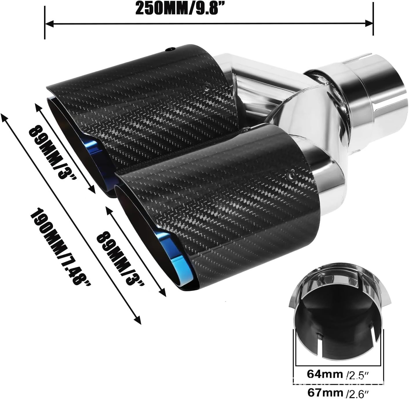 Sistema de Escape Automotivo T - Exhaust Tips Dual Outlet Carbon Fiber 63Mm avaliação e preço